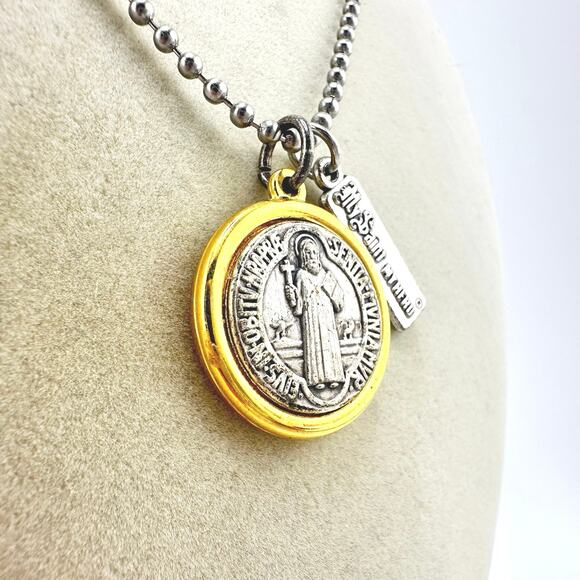 St. Benedict Medallion My Saint My Hero Benedictine Cross 23” Unisex Necklace - Picture 1 of 8